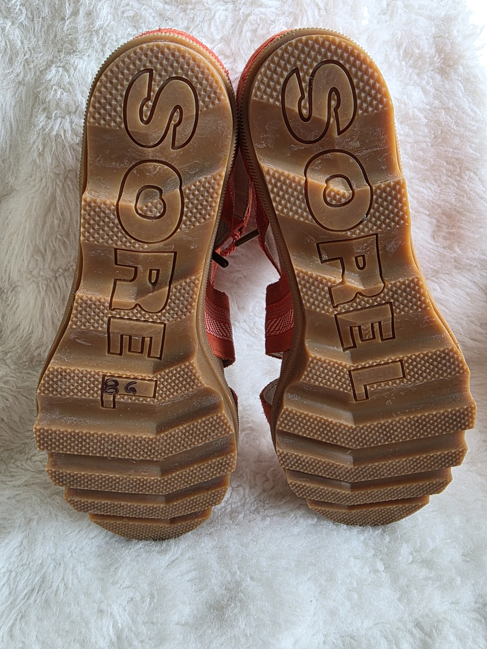 Sorel Orange Suede Lace-Up Strappy Wedge Sandal - Picture 8 of 8